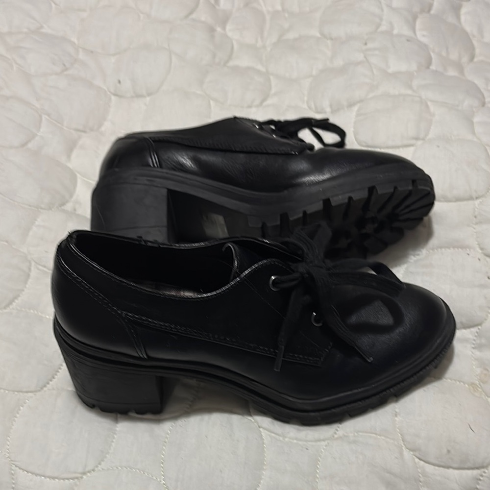 Jellypop Black Lace Up Boots with Chunky Heel